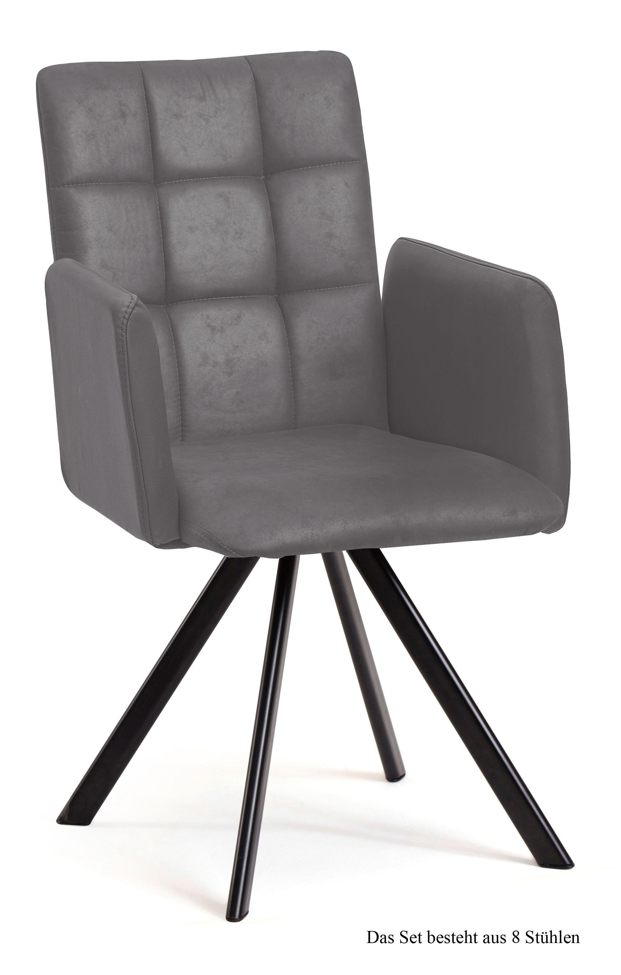 ARMLEHNSTUHL drehbar (8er-Set) Despo 52x91x60 Schwarz/Grau - Schwarz/Grau, Kunststoff (60/91/52cm) - 58aufmkessel