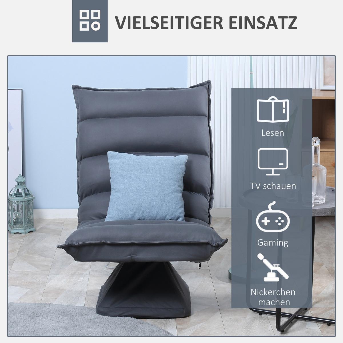 SESSEL mit 360° drehbarem Sockel Meditationsstuhl Dunkelgrau - Dunkelgrau, Metall (70/95/62cm) - HOMCOM