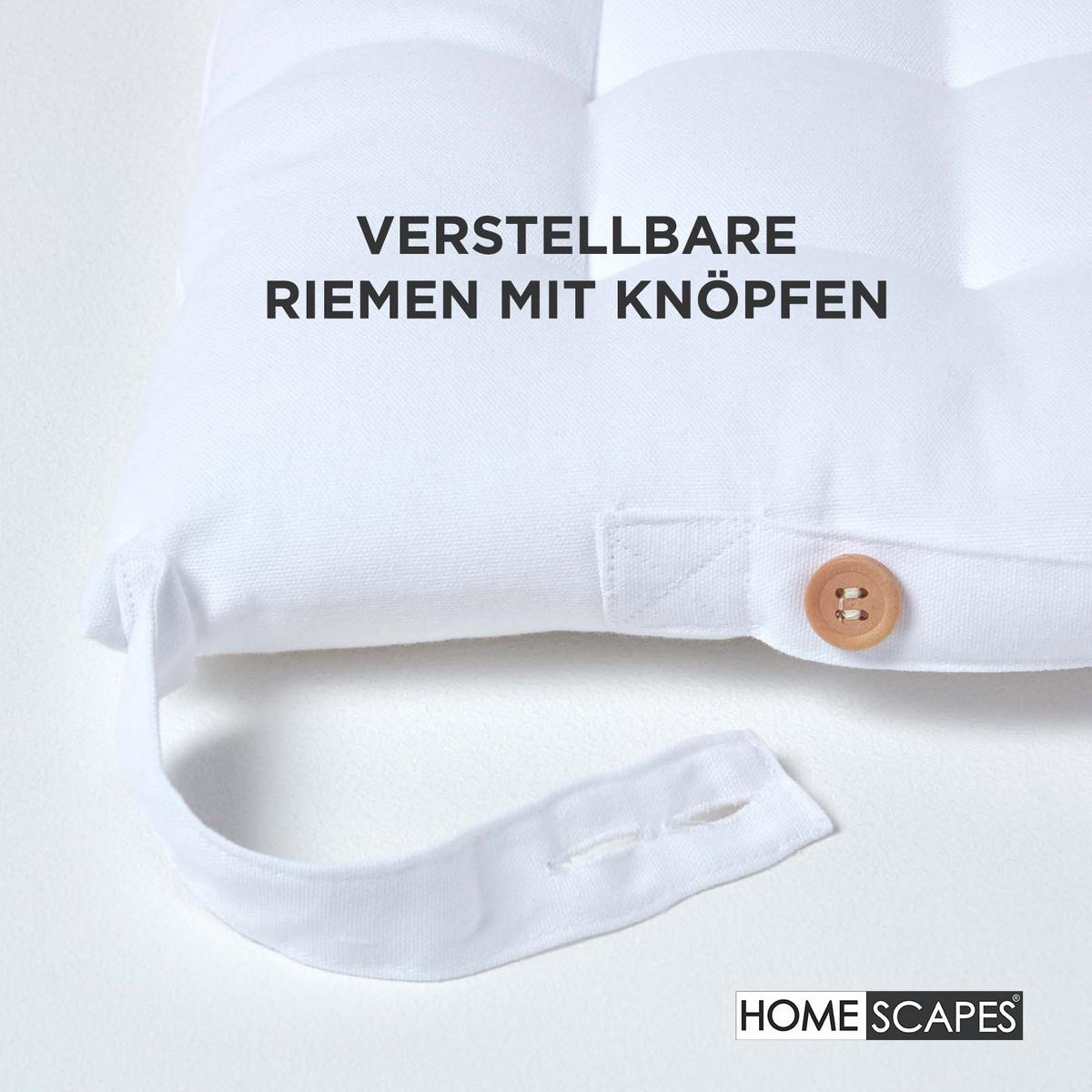 STUHLKISSEN 4er-Set weiß 40/40/6,5 cm - Weiß, Textil (40/40/6.5cm) - Homescapes