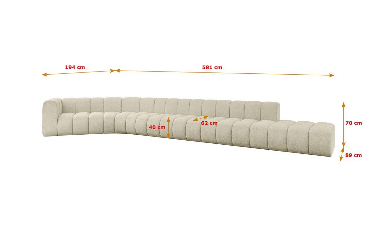 ECKSOFA modulares Sofa Tilmo-L3 - 581x194x70 cm Beige - Beige, Holzwerkstoff/Textil (581/194cm) - ALTDECOR