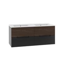 DOPPELWASCHTISCH 120.6cm Sylla Schwarz und Holz - Schwarz, Holzwerkstoff (120.6/52.2/45.8cm) - Petits-meubles