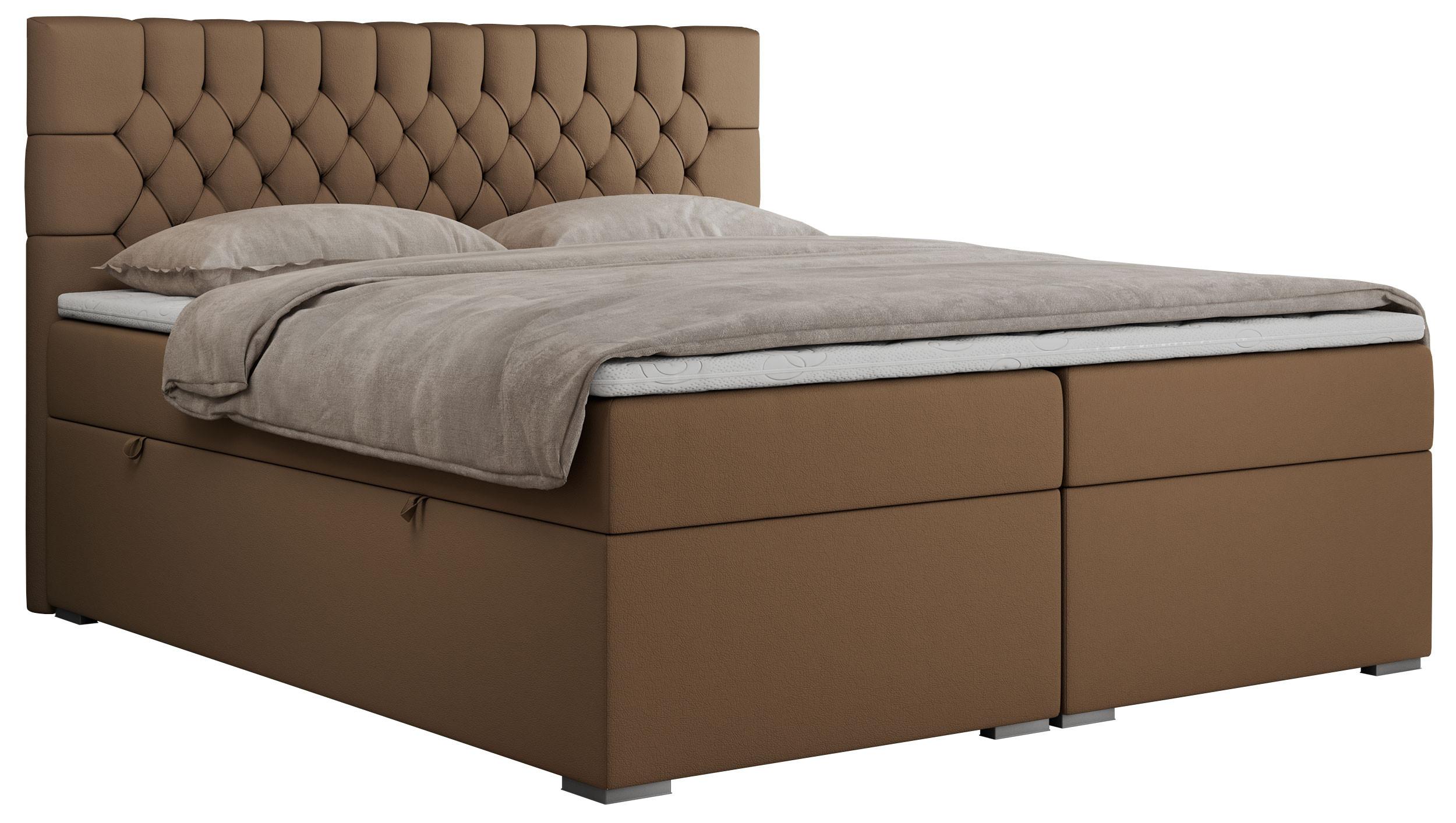 BOXBETT PERA 180/200 Braun Kunstleder - H3 - Braun, Holz/Textil (180/200cm) - MKS
