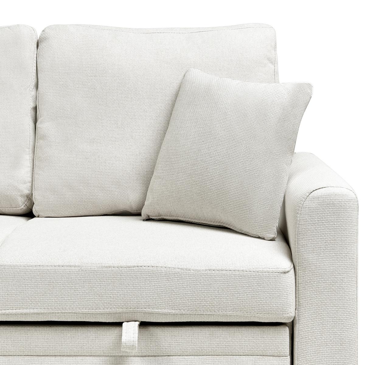 ECKSCHLAFSOFA 3-Sitzer Kunstleinen Hellbeige rechtsseitig Nassjo - Beige, Textil (210/131cm) - Beliani