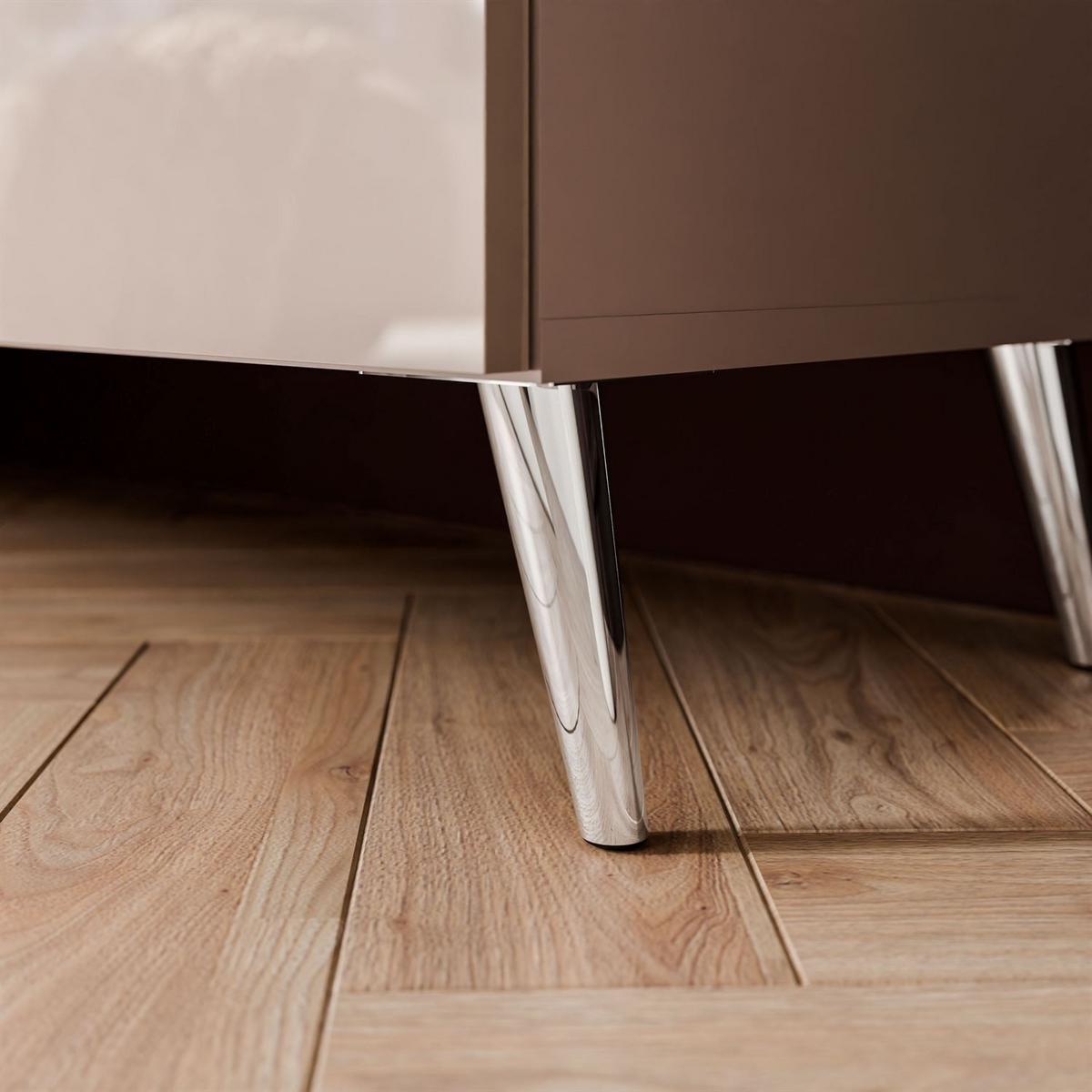TV-SCHRANK COLGANTE 100 Kaschmir Hochglanz, mit LED, Schräge silberne Füßen - Chromfarben/Kaschmir, Holzwerkstoff (100/49/40cm) - Lookway