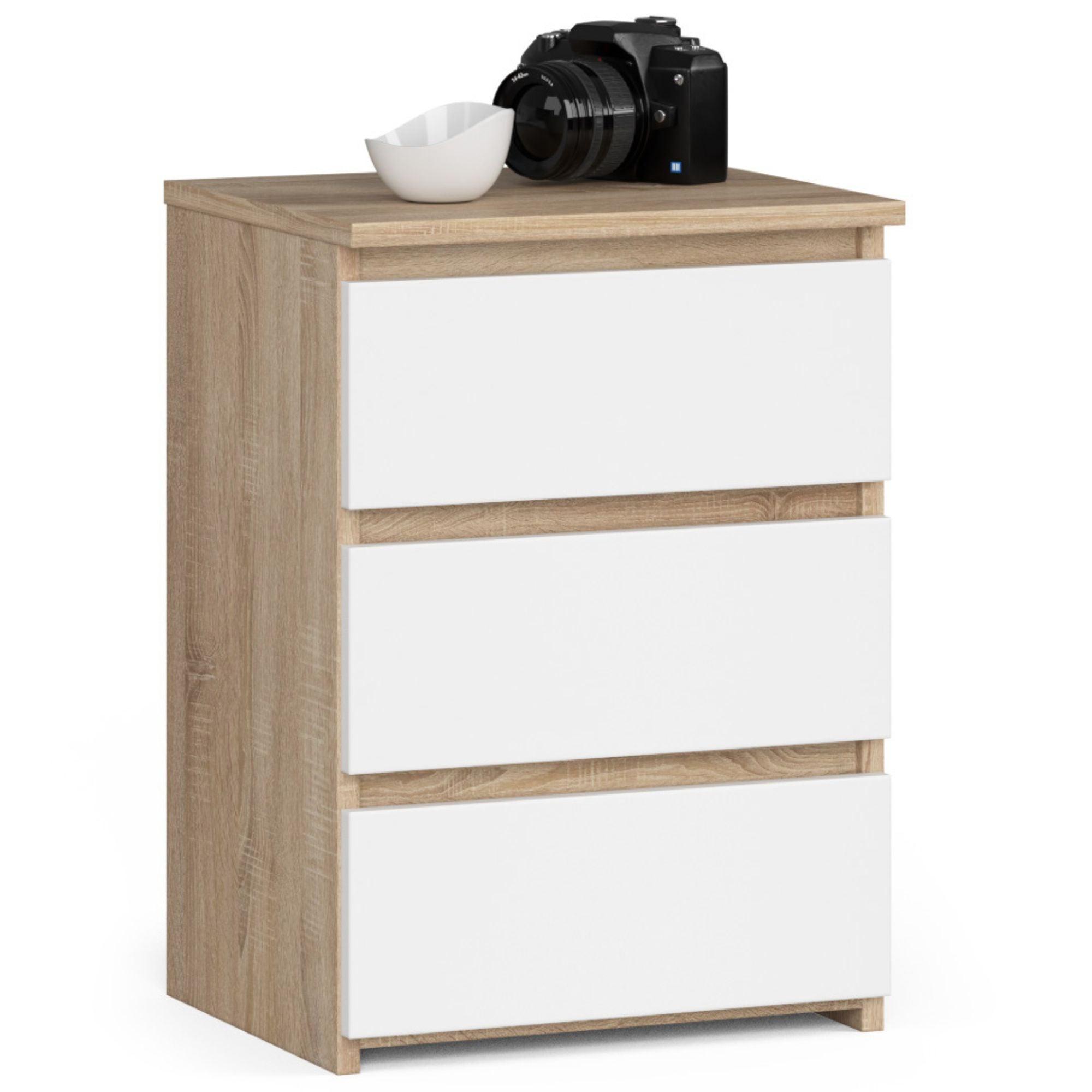KOMMODE Eiche Sonoma, Weiß 57/40/35 - Weiß, Holzwerkstoff (40/57/35cm) - RAUMHIRSCH FURNITURE