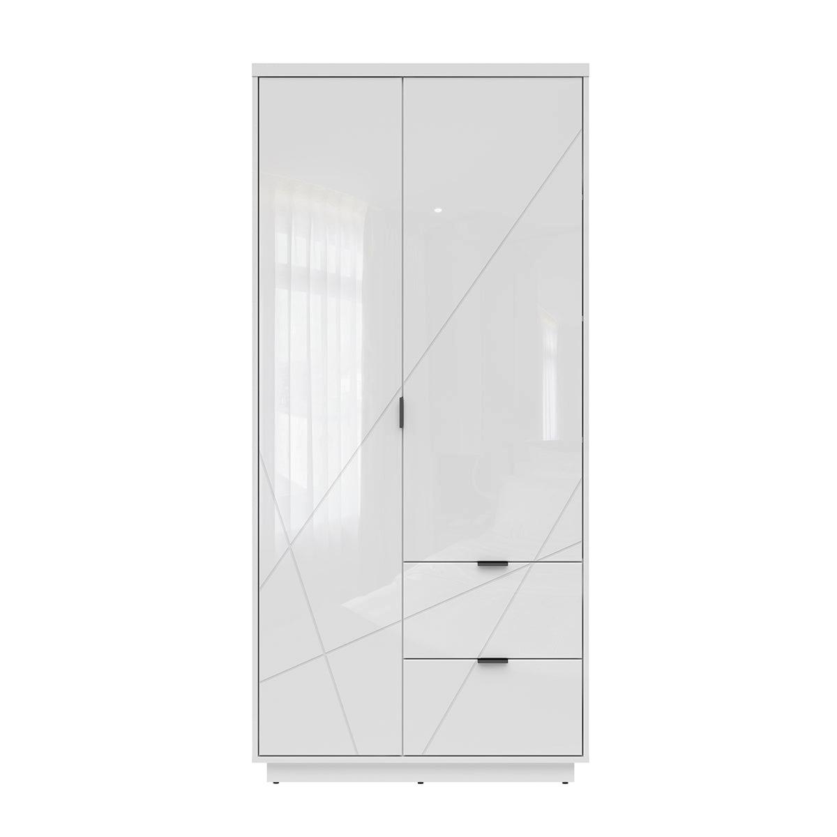 KLEIDERSCHRANK 2 Türen Sven Weiß - Weiß Hochglanz, Holzwerkstoff (94/201/57cm) - Petits-meubles