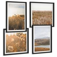 BILDER SET 4er Set - 50x50 cm & 40x60 cm Schwarzer Rahmen - Landschaften Wiesen Berge See - Schwarz, Kunststoff (50/50cm) - TULUP