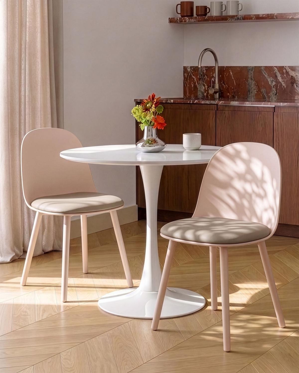 ESSZIMMERSTUHL 2er Set Kunstleder Beige Ankeny - Beige, Kunststoff (46/80/48cm) - Beliani