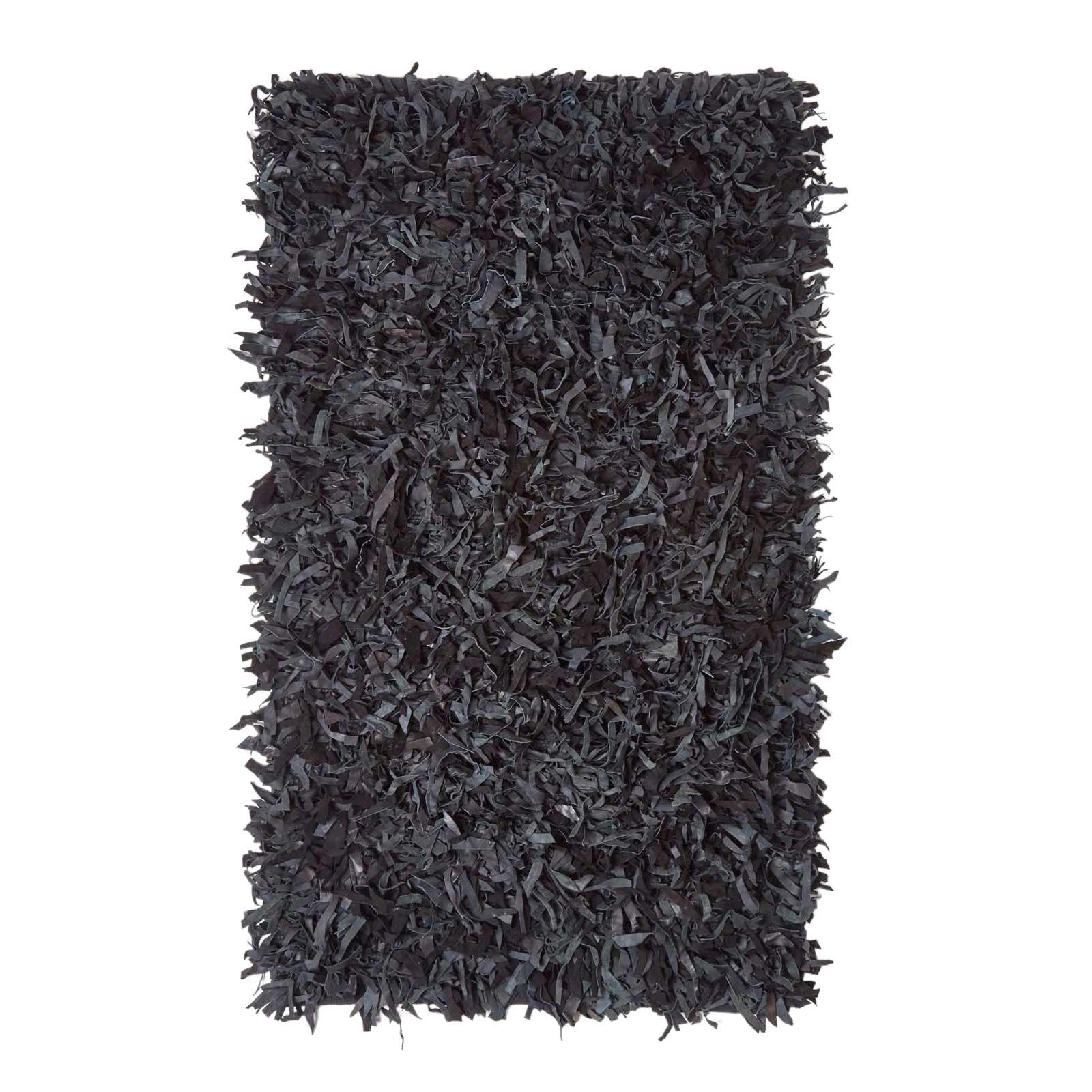SHAGGY-TEPPICH Dallas 120/180 cm - Schwarz, Leder (120/180cm) - Homescapes