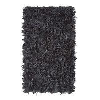 SHAGGY-TEPPICH Dallas 90/150 cm - Schwarz, Leder (90/150cm) - Homescapes