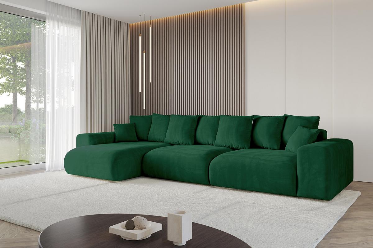 ECKSOFA Ottomane links ESKAR-L2 364x176x72 Dunkelgrün Cord - Dunkelgrün/Schwarz, Holzwerkstoff/Kunststoff (364/176cm) - ALTDECOR