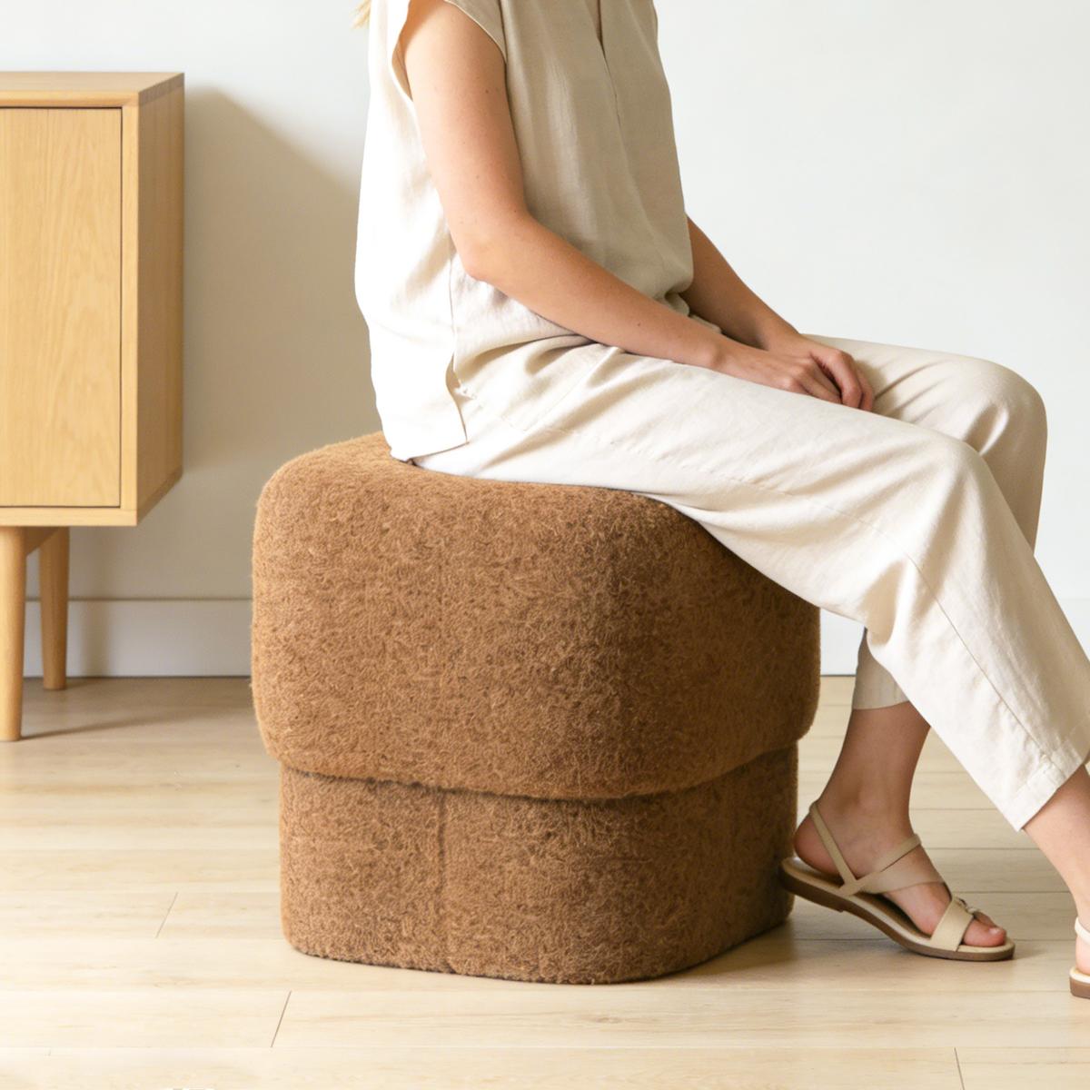 HOCKER Teddy-Pouf Ø42cm 135KG - Braun, Holzwerkstoff (42/40/42cm) - Hometopia