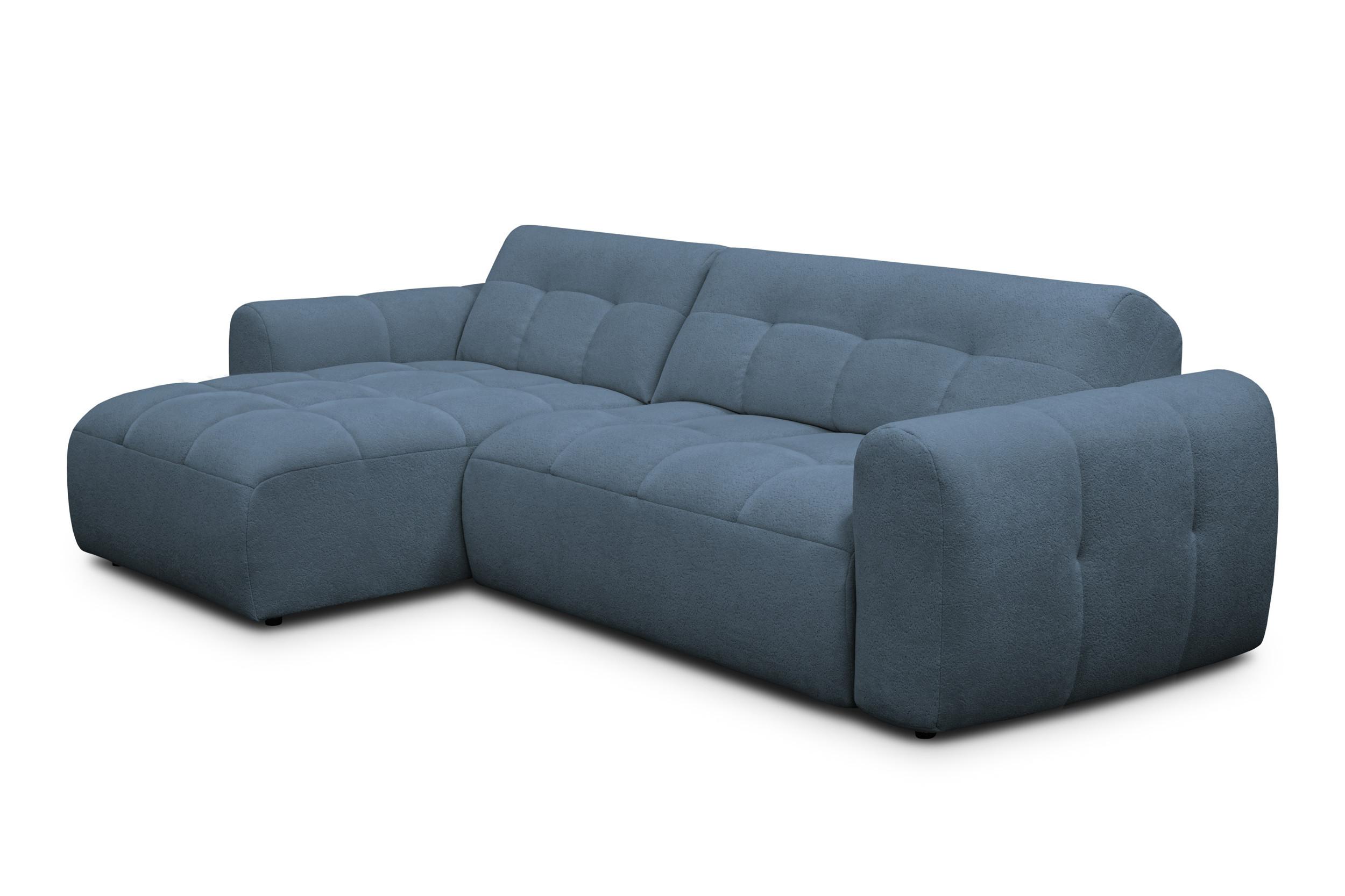 ECKSOFA LUMERO 4-Sitzer LINKS, marineblau - Blau/Schwarz, Holz/Textil (275/166cm) - Courtois Laville