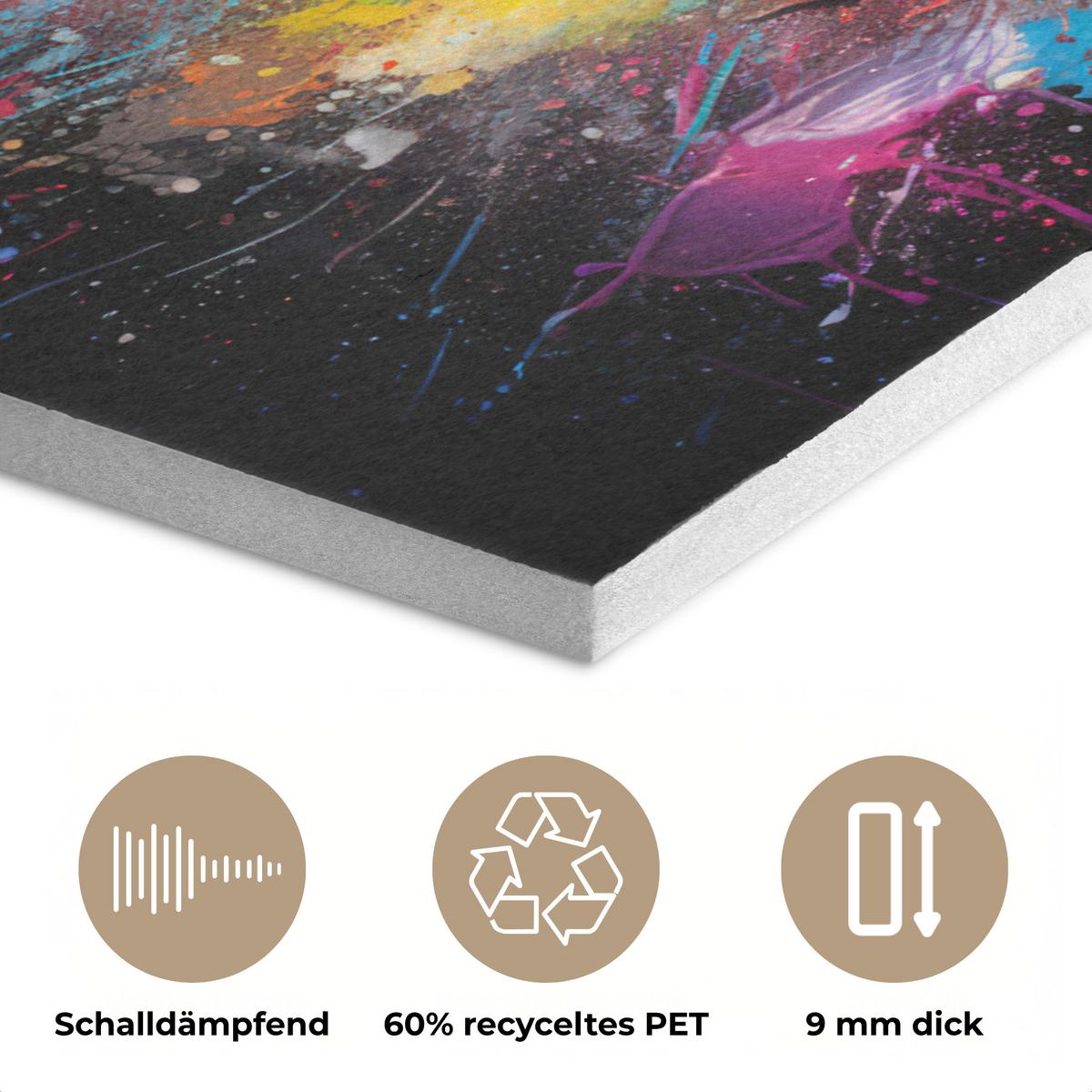 AKUSTIKBILD Fußball - Farbe - Farben - Schwarz - Weiß Wanddeko 70x50 cm - Weiß, Kunststoff (70/50/0.9cm) - MuchoWow