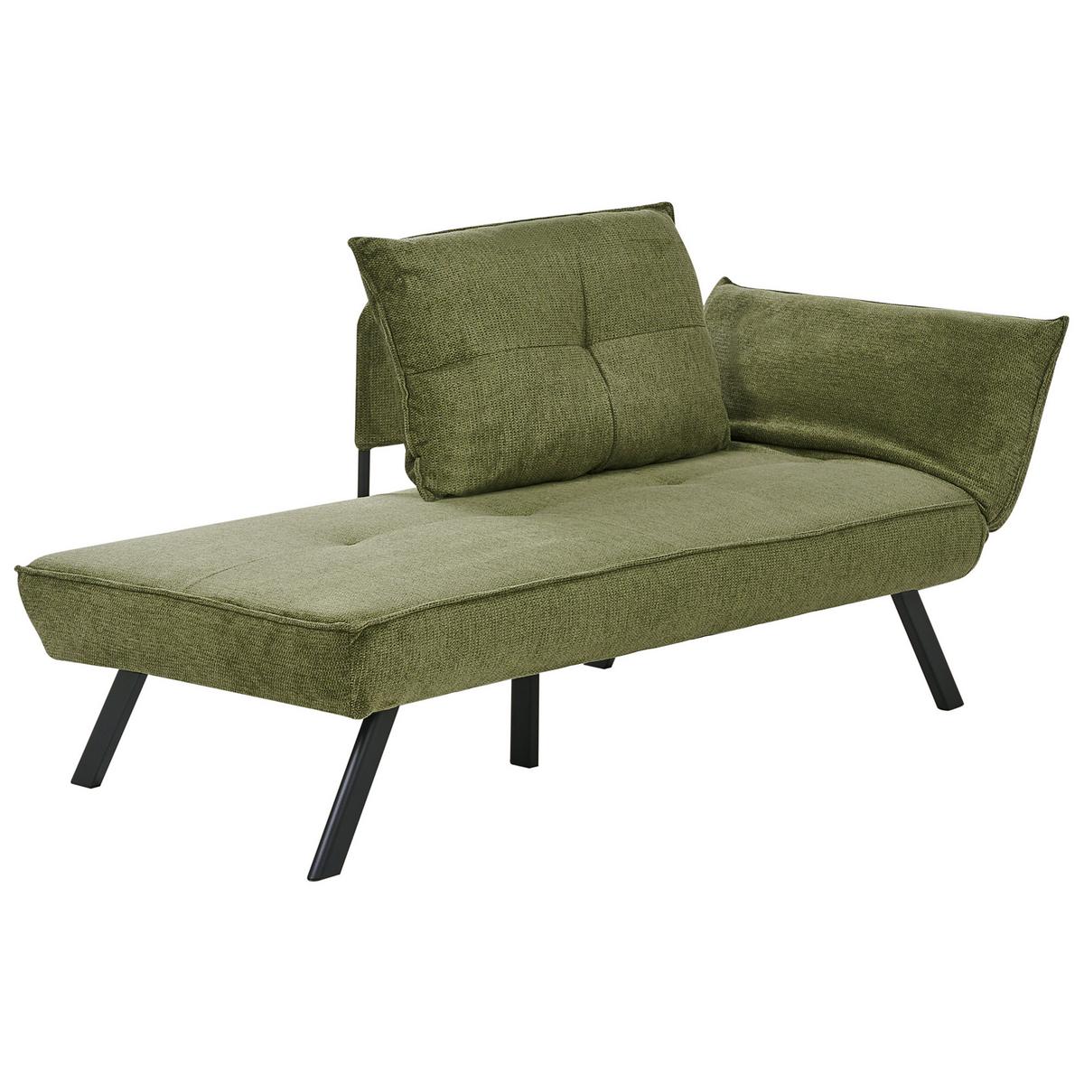 CHAISELONGUE-RECHTSSEITIGE Grün Rocamadour - Schwarz/Grün, Textil (150/83/72cm) - Beliani