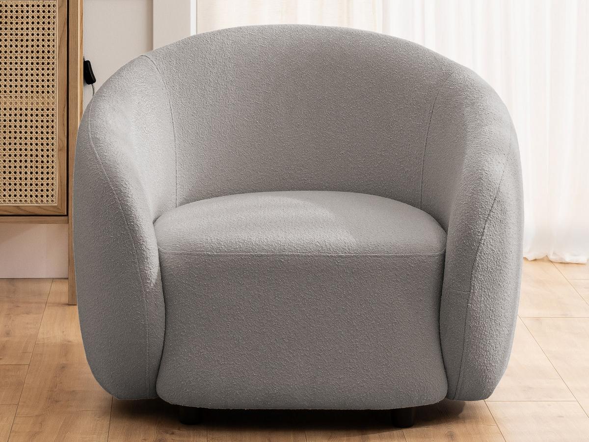 SESSEL Roundi Grau Bouclé - Schwarz/Grau, Holz/Kunststoff (90/76/80cm) - S-Style Möbel