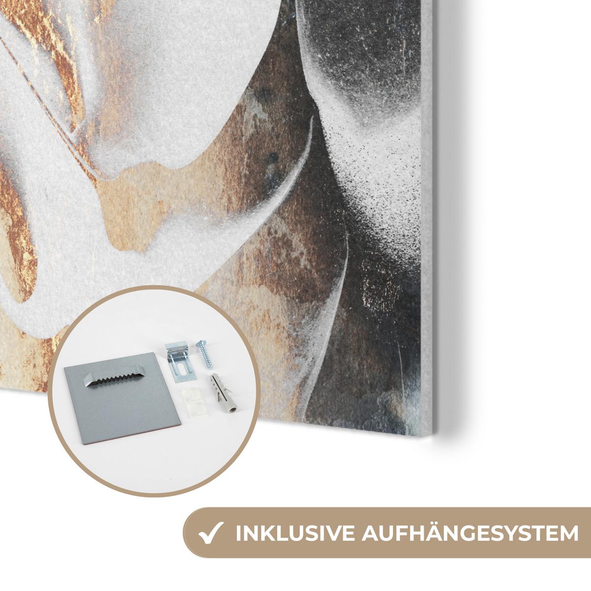 AKUSTIKBILD Luxus - Abstrakt - Gold - Weiß Akustikpaneele 80x80 cm - Goldfarben, Kunststoff (80/80/0.9cm) - MuchoWow