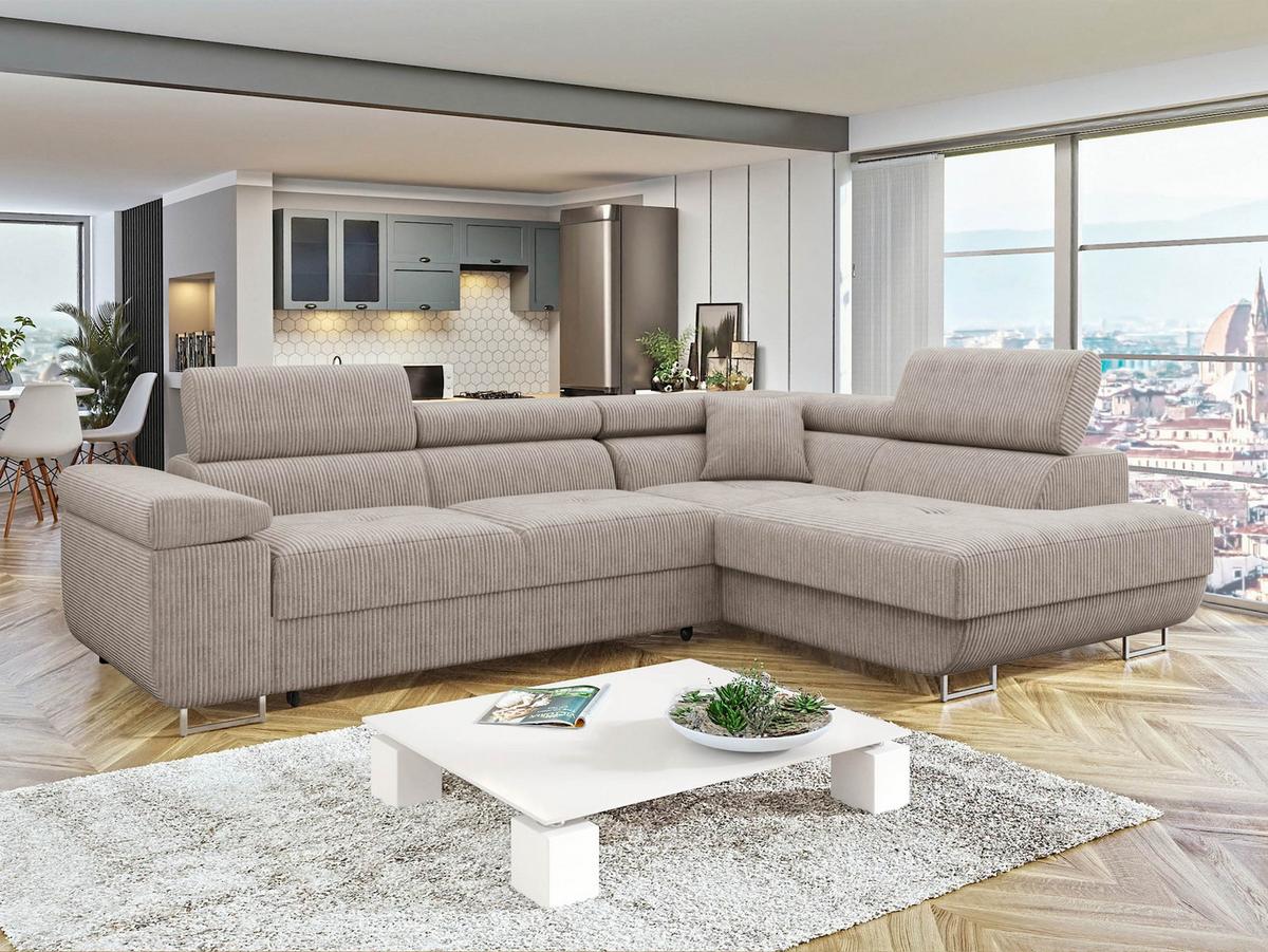 ECKSOFA Torezio Cord, Seite: Rechts - Sahara, Holz/Textil (274/203cm) - MIRJAN24