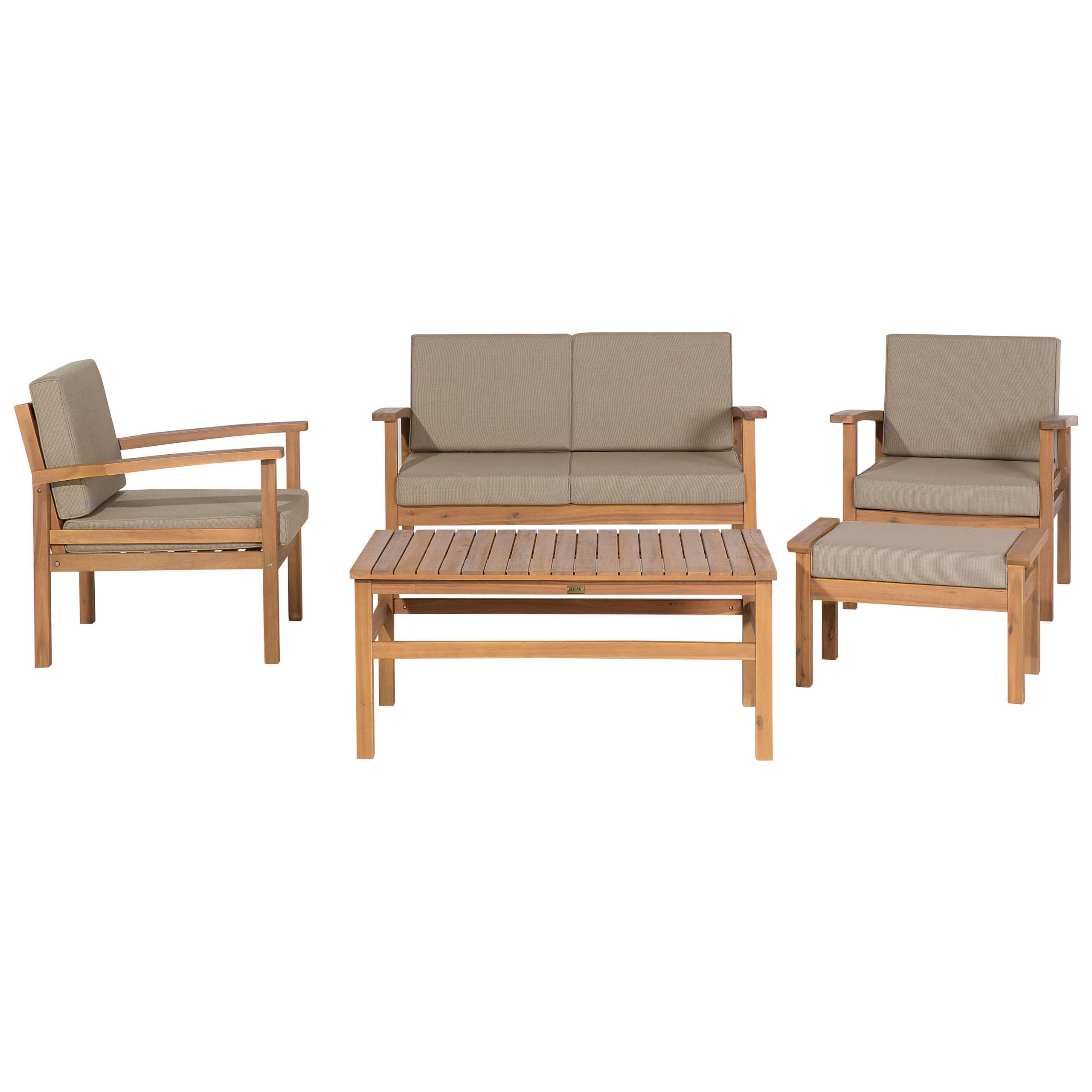 LOUNGE-SET 4-sitzer Akazienholz hellbraun Manila - Taupe/Hellbraun, Holz - Beliani