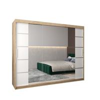 SCHWEBETÜRENSCHRANK 200/250/62 3-türig - Silberfarben/Weiß, Holz/Kunststoff (250/200/62cm) - MÖBEL KRYSPOL