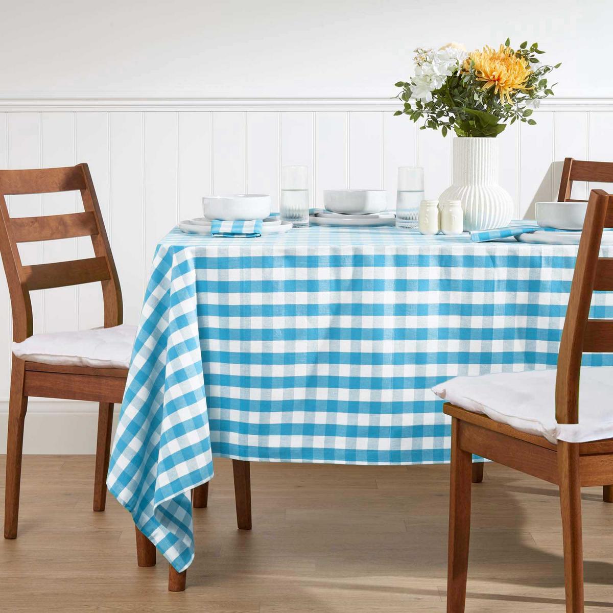 TISCHDECKE Vichy-Karo blau kariert, 137/178 cm - Blau, Textil (137/178cm) - Homescapes