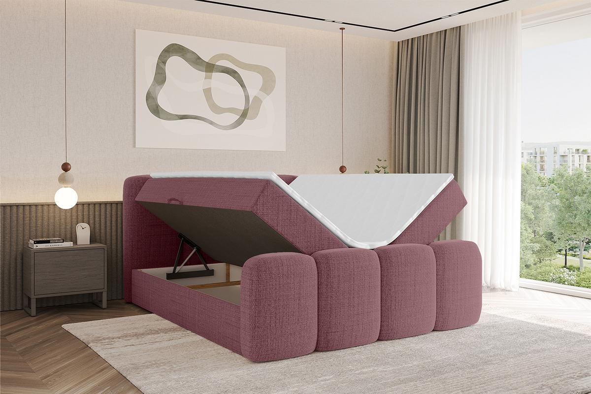 BOXBETT mit Matratze H4 und Lattenrost - NINA-Z - 200x200 cm - Altrosa - Pink, Holzwerkstoff (200/200cm)