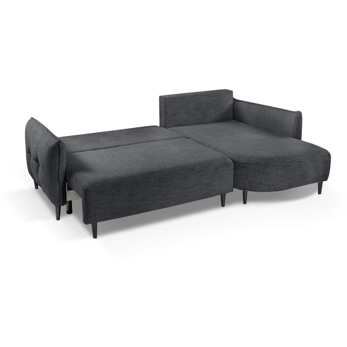 ECKSCHLAFSOFA Sycylia rechts dunkelgrau - Dunkelgrau/Schwarz, Textil (244/165cm) - Beautysofa