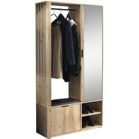 GARDEROBENSCHRANK Limo mit Spiegel und Sitzbank, Eiche Artisan - Eiche Artisan, Holzwerkstoff (100/190/33cm) - Beautysofa