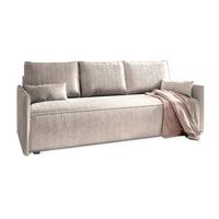 BETTSOFA MESTOR Beige Kordstoff mit Schlaffunktion - Beige, Textil (206/83/87cm) - MASSENO