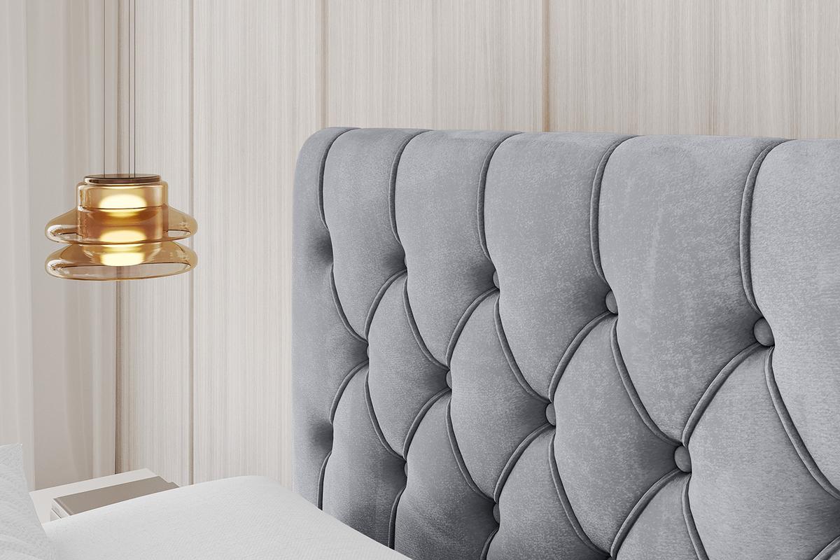 POLSTERBETT mit Bettkasten, Fußteil und Lattenrost, Boxbett mit Matratze H3/H4 - RENO-Z 180x200 Hellgrau - Hellgrau, Holzwerkstoff/Textil (180/200cm) - ALTDECOR