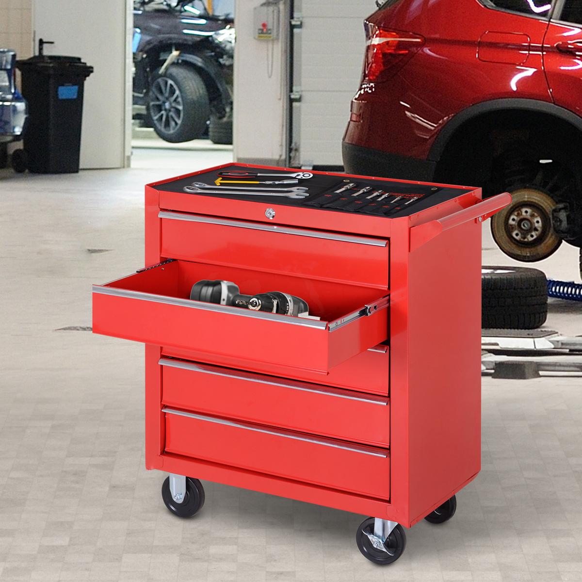 WERKSTATTWAGEN mit Rollen, Stahl, Rot - Rot, Metall (33/75/69cm) - DURHAND