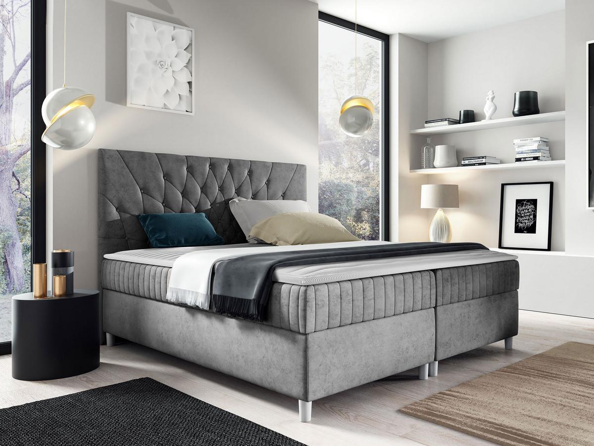 BOXBETT Prowansja - H3 - Grau, Holz (160/200cm) - MIRJAN24