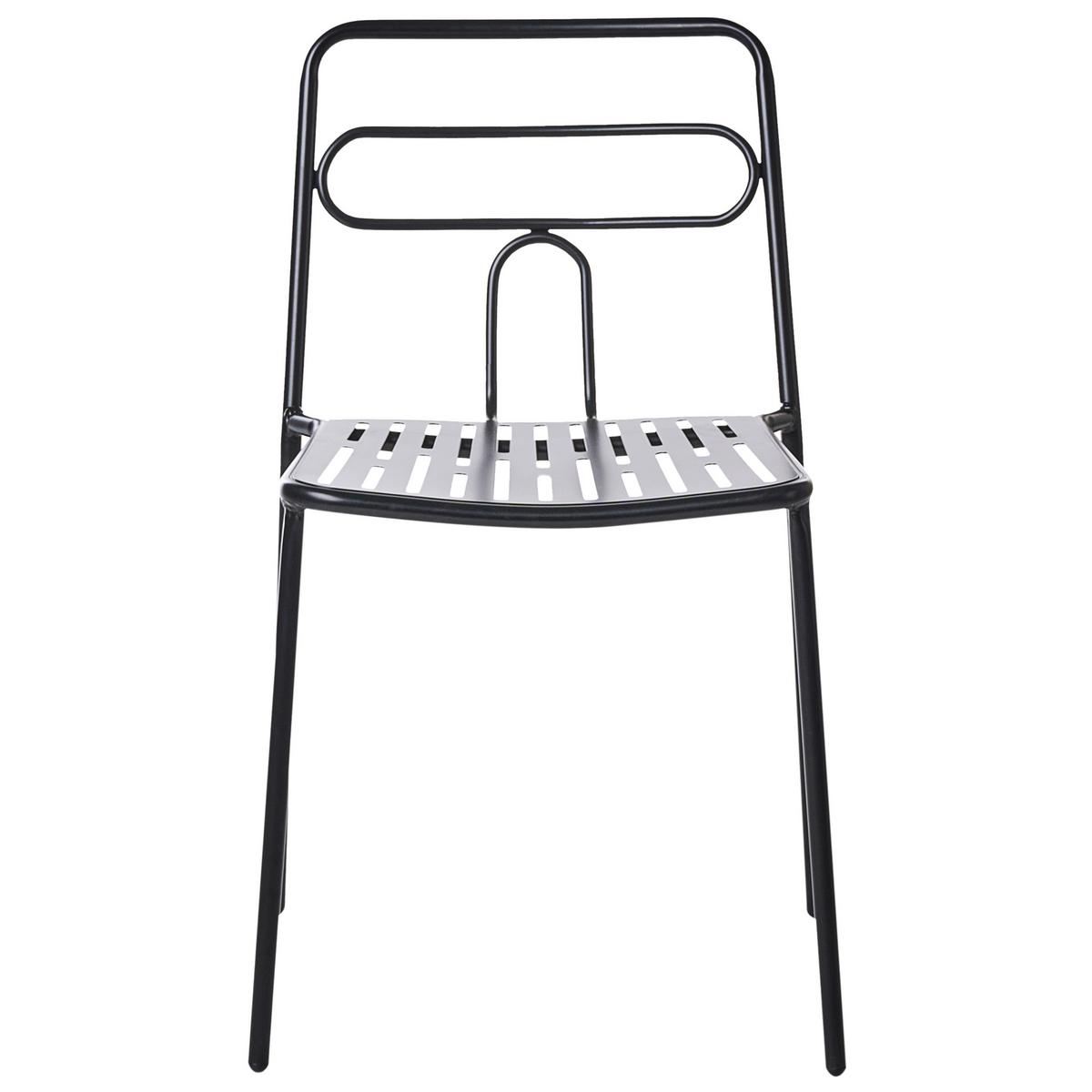 GARTENSTUHL 2er-Set Metall Schwarz Agerola - Schwarz, Metall (48/78/48cm) - Beliani