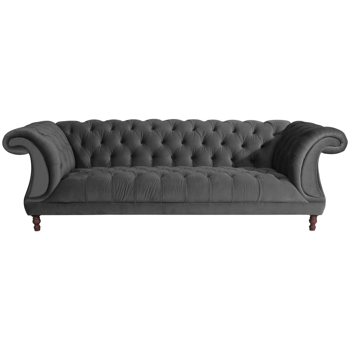 CHESTERFIELD Sofa 3-Sitzer Kaylin Samtvelours anthrazit - Anthrazit, Kunststoff (253/80/100cm) - 58aufmkessel