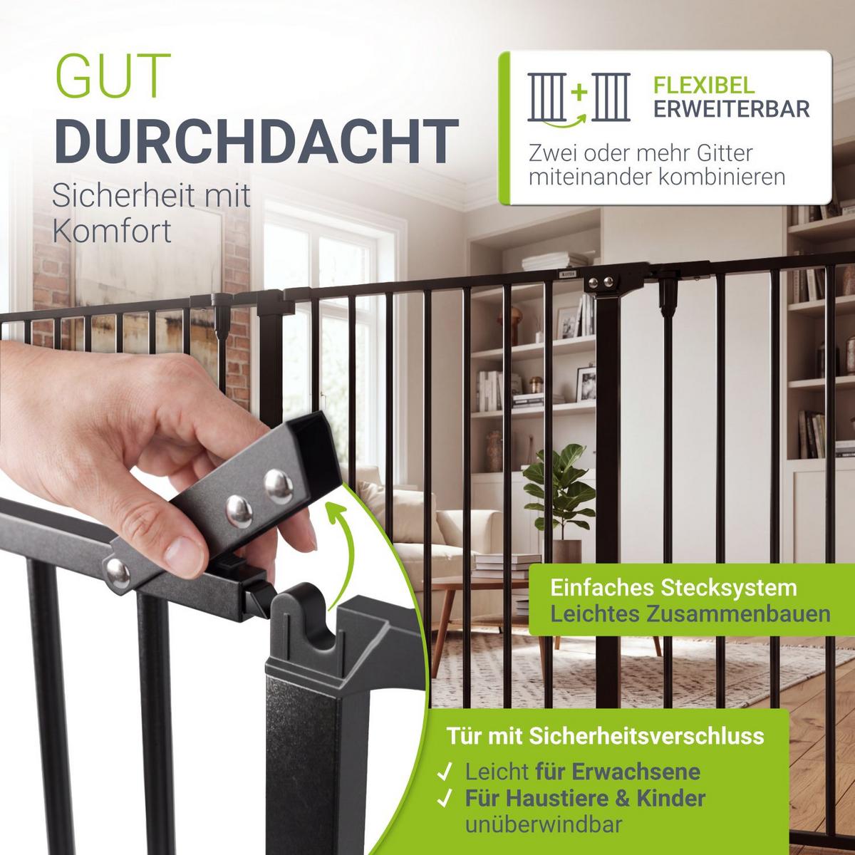 KAMINSCHUTZGITTER 300 cm - Schwarz, Metall (60/76/303cm) - Juskys
