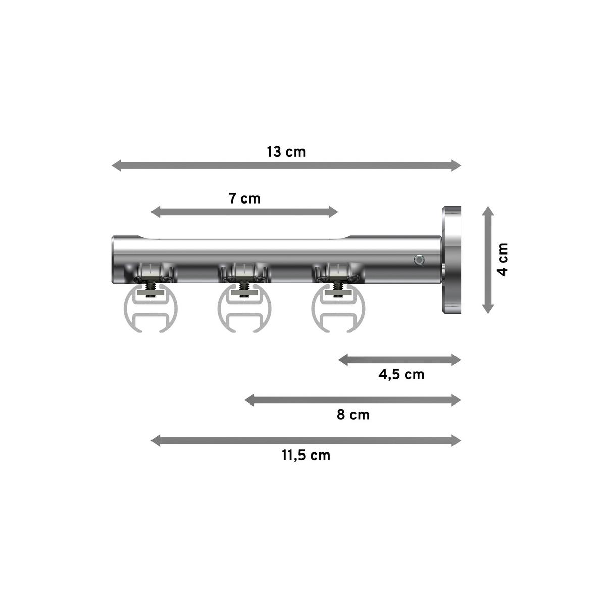 GARDINENSTANGE INNENLAUF Siteno Tanara 200 cm, 3-läufig, 20 mm Ø Chrom - Chromfarben/Weiß, Metall (200cm) - INTERDECO