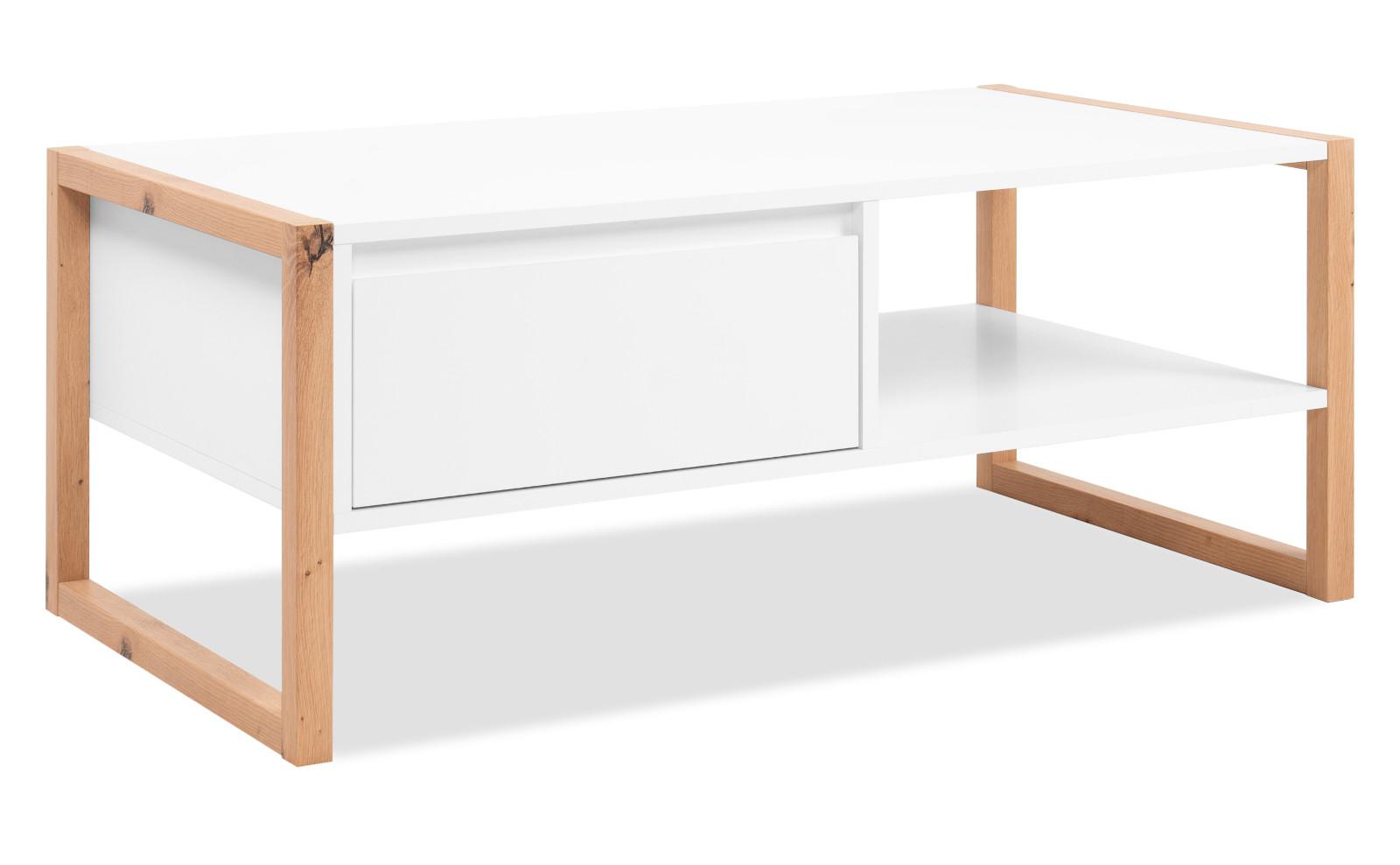 COUCHTISCH weiß, Eiche Artisan 100 cm, Wohnzimmertisch mit Stauraum - Weiß/Eiche Artisan, Holzwerkstoff (55/100/40cm) - Furn.Design