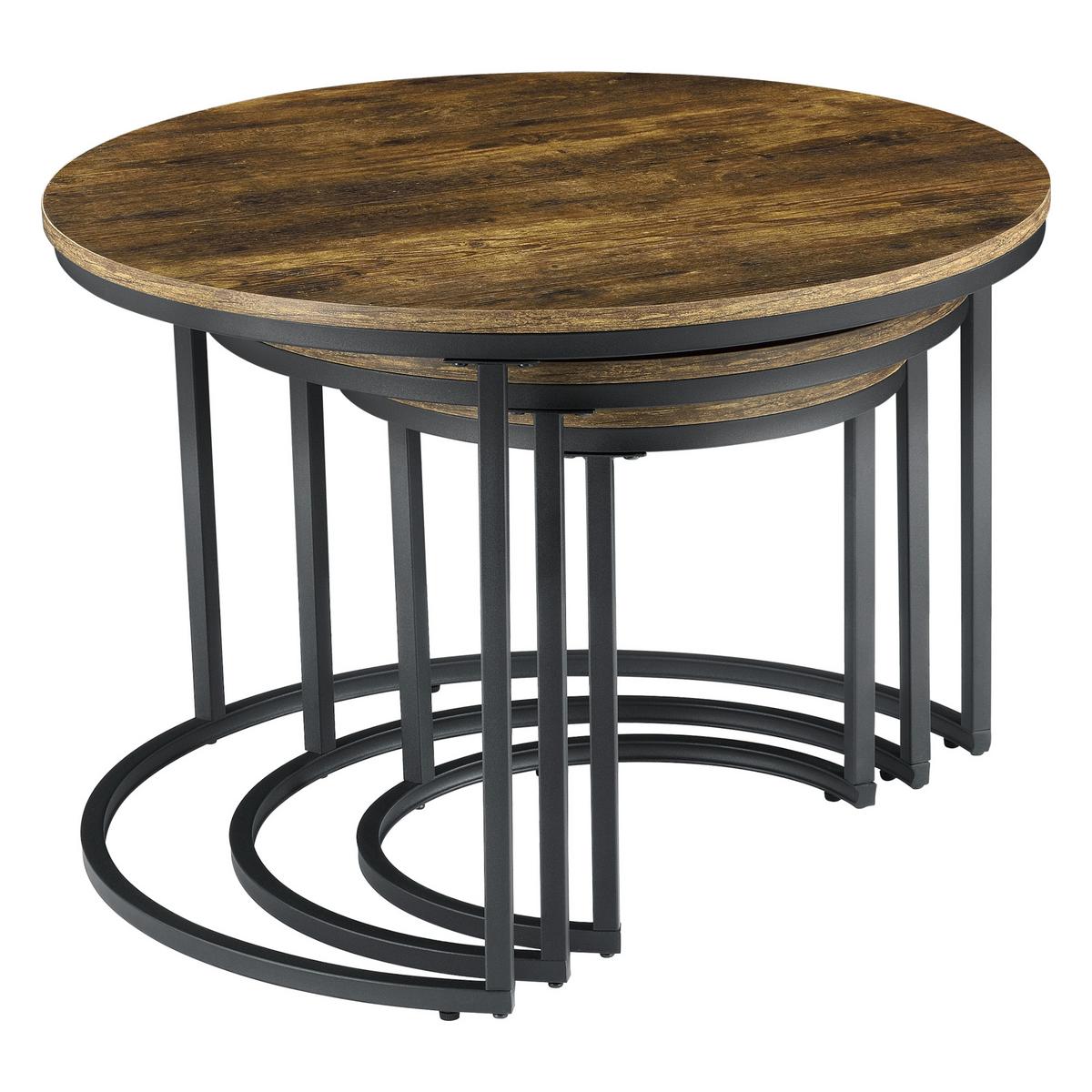 COUCHTISCH SET Arvidsjaur SET 3-teilig 78/78/55 - Braun, Holzwerkstoff (78/78/55cm) - [en.casa]