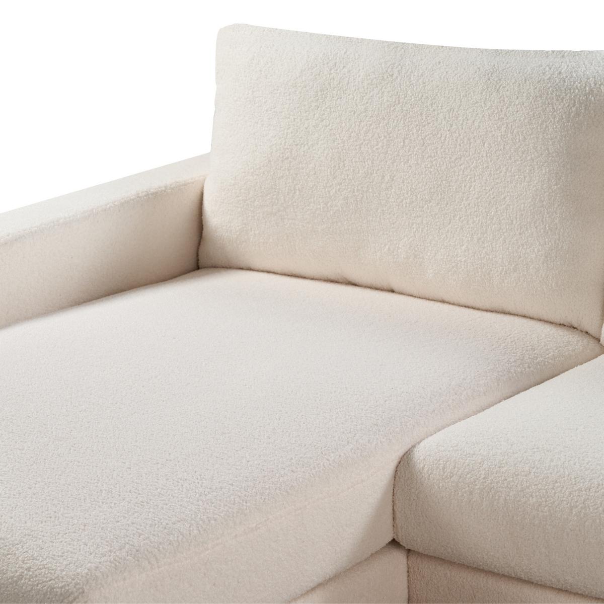 ECKSOFA 4-Sitzer Bouclé Weiß rechtsseitig Siggard - Weiß/Braun, Textil (296/163cm) - Beliani
