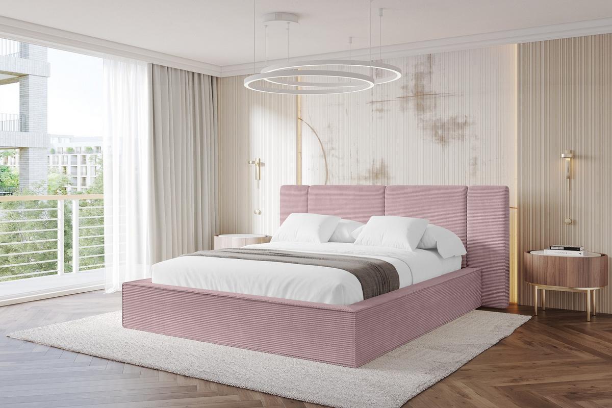 POLSTERBETT mit Bettkasten und Lattenrost, Bett mit Matratze H3/H4 - RIVO 120x200 Rosa - Rosa, Holzwerkstoff/Textil (120/200cm) - ALTDECOR