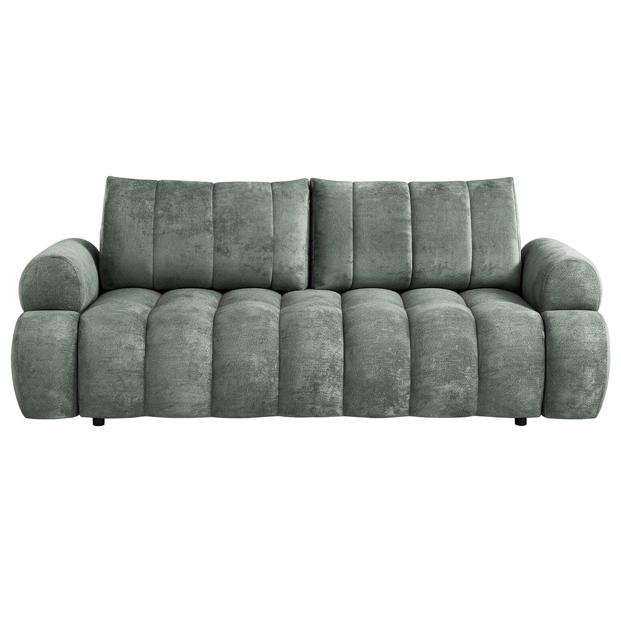 SCHLAFSOFA Mavi 3-Sitzer mit Schlaffunktion, Bettsofa Schlafcouch 195x145 cm, Grün - Grün, Textil (255/100/110cm) - Beautysofa