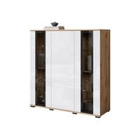 KOMMODE Caro HB 120 - Eiche Wotan/Schwarz, Holzwerkstoff/Kunststoff (120/122/40cm) - MIRJAN24