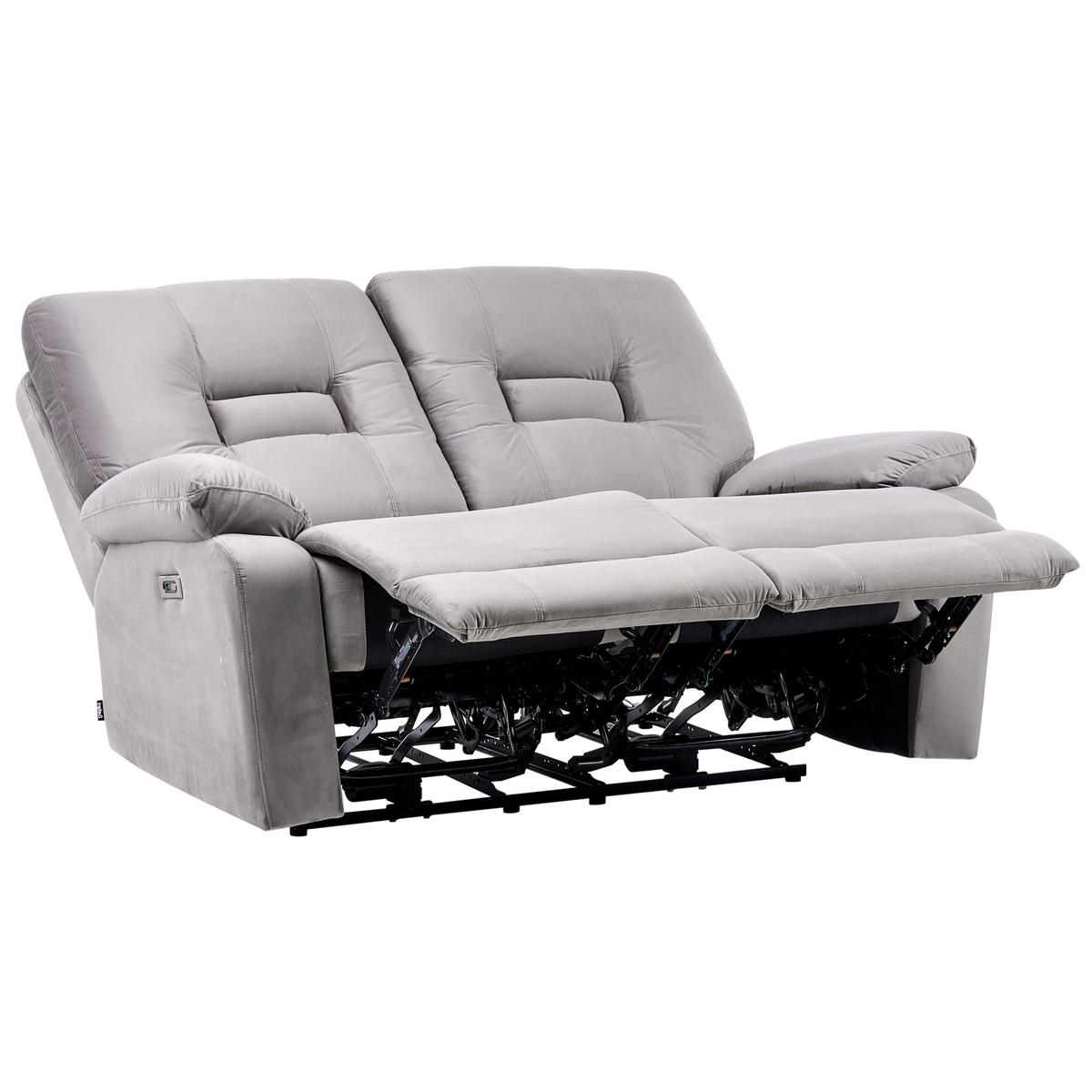SOFA elektrisch verstellbar 2-Sitzer Samtstoff Grau Bergen - Dunkelgrau, Textil (149/101/72cm) - Beliani
