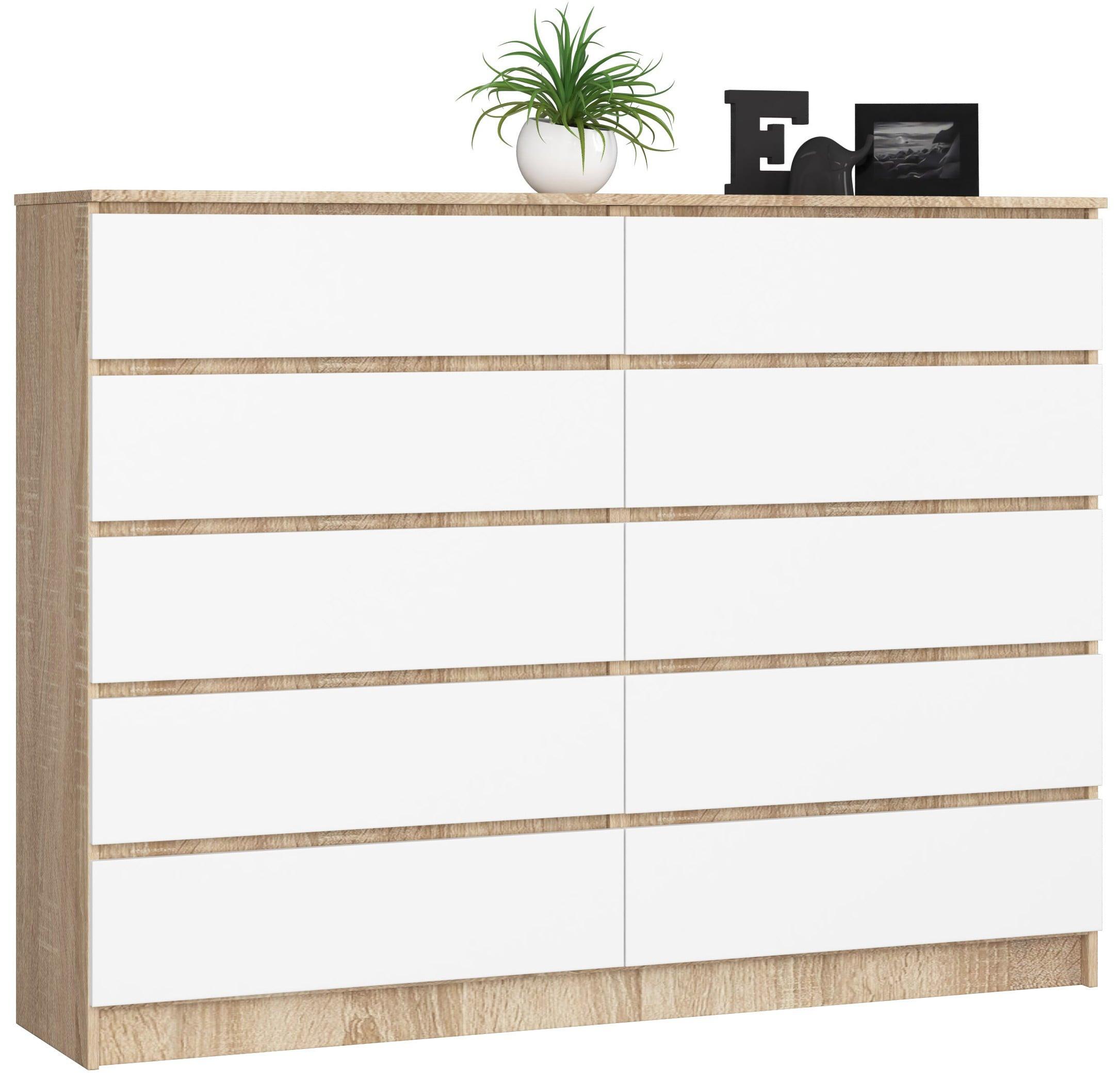 KOMMODE Eiche Sonoma, Weiß 121/160/40 - Weiß, Holzwerkstoff (160/121/40cm) - RAUMHIRSCH FURNITURE