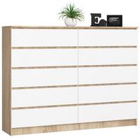KOMMODE Eiche Sonoma, Weiß 121/160/40 - Weiß, Holzwerkstoff (160/121/40cm) - RAUMHIRSCH FURNITURE