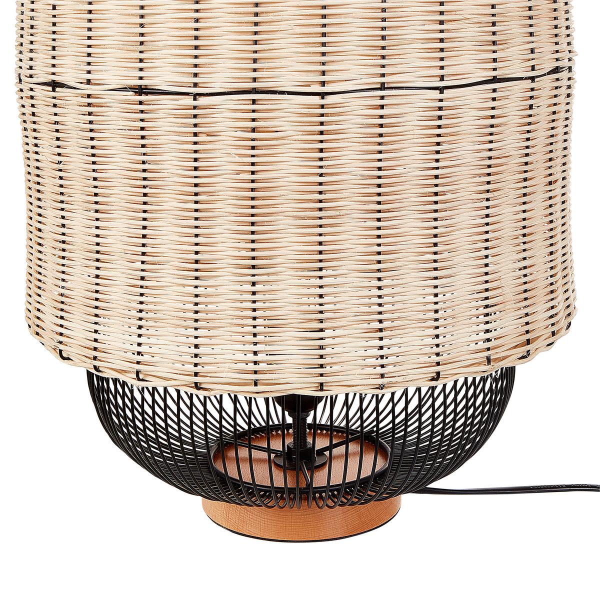 TISCHLEUCHTE Naturfarben/Schwarz/Beige Tanganyika - Beige/Schwarz, Naturmaterialien (35/35/55cm) - Beliani