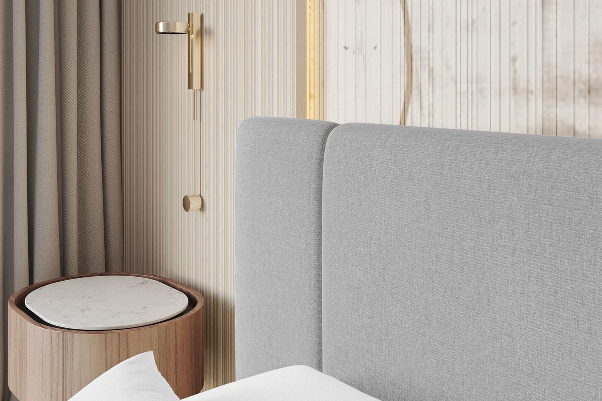POLSTERBETT mit Bettkasten, Fußteil und Lattenrost, Bett mit Matratze H3/H4 - TEVO-Z 140x200 Grau - Hellgrau, Holzwerkstoff/Textil (140/200cm) - ALTDECOR