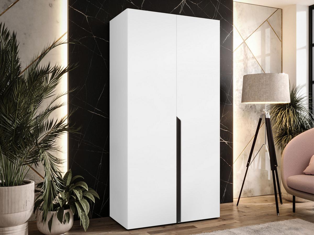 DREHTÜRENSCHRANK Mila I 100 - Schwarz/Weiß, Holzwerkstoff/Kunststoff (100/202/52cm) - MIRJAN24