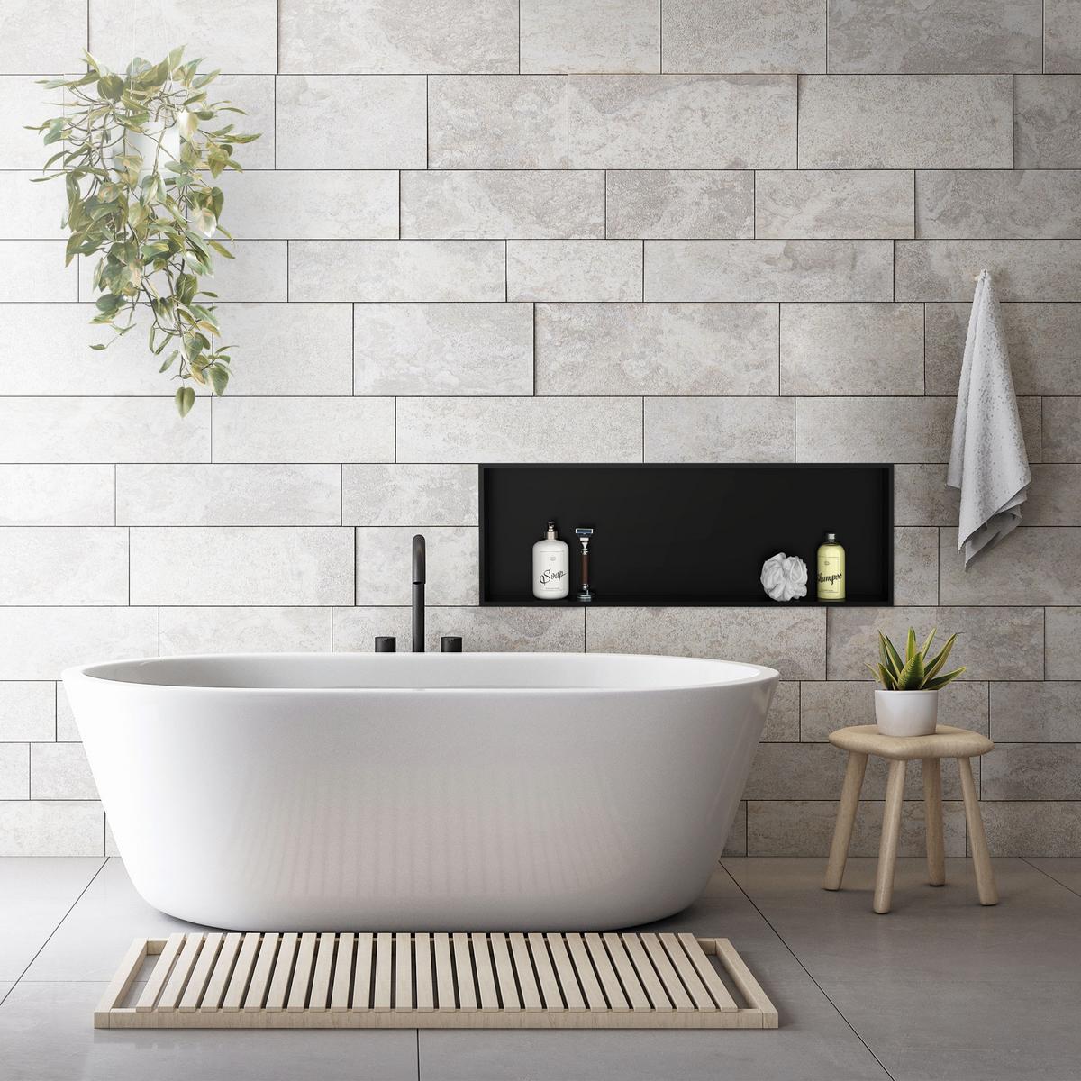 DUSCHNISCHE Schwarz 90/30 cm - Schwarz, Metall (90/30/10cm) - LuxeBath