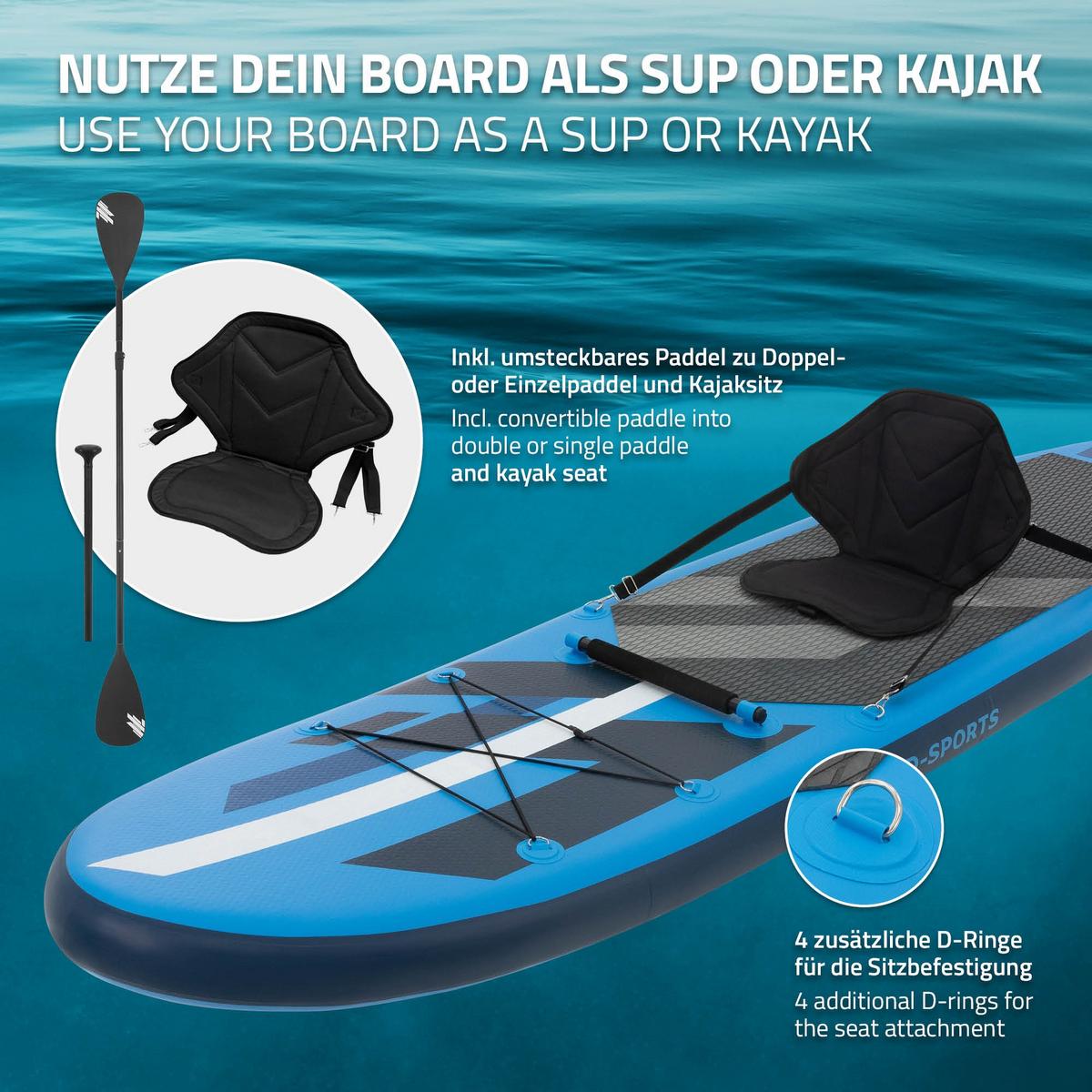 STAND UP PADDLE BOARD Kajak Blau - Blau, Kunststoff (320/82/15cm) - ECD-Germany